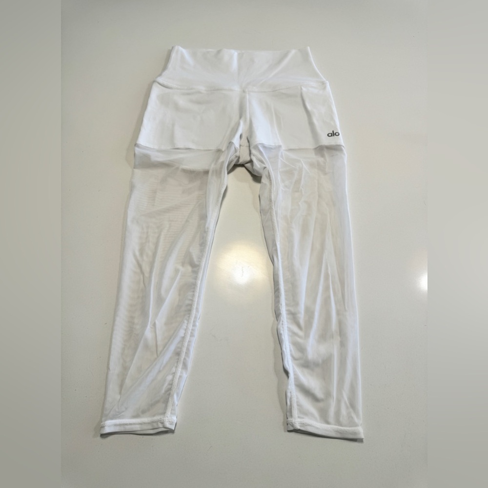 Alo Yoga Womens Mesh Goddess White Leggings Size Small